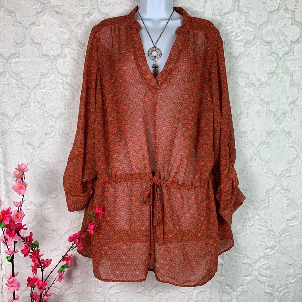 Size 18 Sheer Dark Orange Blouse